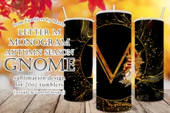 Fall Tumbler | Monogram M Autumn Gnome 20oz Tumbler Design Product Image 1