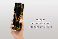 Fall Tumbler | Monogram M Autumn Gnome 20oz Tumbler Design Product Image 3