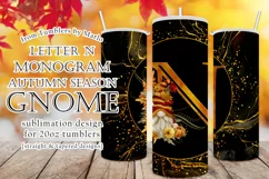 Fall Tumbler | Monogram N Autumn Gnome 20oz Tumbler Design Product Image 1