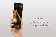 Fall Tumbler | Monogram N Autumn Gnome 20oz Tumbler Design Product Image 3