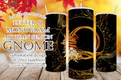 Fall Tumbler | Monogram Q Autumn Gnome 20oz Tumbler Design Product Image 1