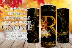 Fall Tumbler | Monogram R Autumn Gnome 20oz Tumbler Design Product Image 1