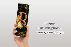 Fall Tumbler | Monogram R Autumn Gnome 20oz Tumbler Design Product Image 3
