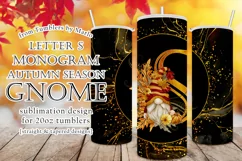 Fall Tumbler | Monogram S Autumn Gnome 20oz Tumbler Design Product Image 1