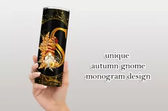 Fall Tumbler | Monogram S Autumn Gnome 20oz Tumbler Design Product Image 3