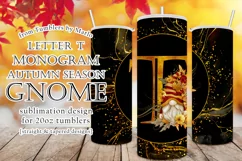 Fall Tumbler | Monogram T Autumn Gnome 20oz Tumbler Design Product Image 1