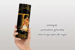 Fall Tumbler | Monogram T Autumn Gnome 20oz Tumbler Design Product Image 3