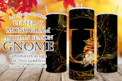 Fall Tumbler | Monogram U Autumn Gnome 20oz Tumbler Design Product Image 1