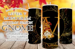 Fall Tumbler | Monogram V Autumn Gnome 20oz Tumbler Design Product Image 1