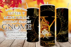 Fall Tumbler | Monogram Y Autumn Gnome 20oz Tumbler Design Product Image 1