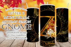 Fall Tumbler | Monogram Z Autumn Gnome 20oz Tumbler Design Product Image 1