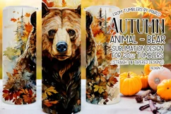 Autumn Tumbler Sublimation, Autumn Animal, Bear Tumbler, d1 Product Image 1