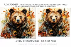 Autumn Tumbler Sublimation, Autumn Animal, Bear Tumbler, d1 Product Image 2