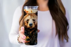Autumn Tumbler Sublimation, Autumn Animal, Bear Tumbler, d1 Product Image 3