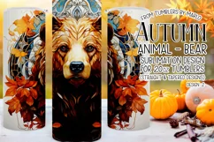 Autumn Tumbler Sublimation, Autumn Animal, Bear Tumbler, d2 Product Image 1