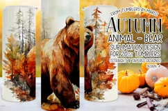 Autumn Tumbler Sublimation, Autumn Animal, Bear Tumbler, d4 Product Image 1