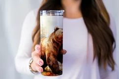 Autumn Tumbler Sublimation, Autumn Animal, Bear Tumbler, d4 Product Image 3