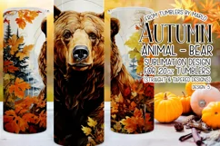 Autumn Tumbler Sublimation, Autumn Animal, Bear Tumbler, d5 Product Image 1