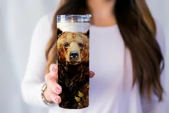 Autumn Tumbler Sublimation, Autumn Animal, Bear Tumbler, d5 Product Image 3