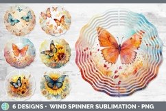 Bundle of six Watercolor Butterflies Wind Spinner designs.