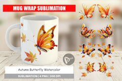 Mug Wrap Design Autumn Butterfly Watercolor Product Image 1