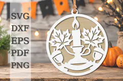 Autumn Candle Maple Leaf Laser Cut SVG Product Image 1