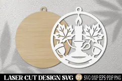 Autumn Candle Maple Leaf Laser Cut SVG Product Image 2