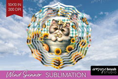 Cute Kitten Wind Spinner Sublimation PNG - Autumn Cat Round Product Image 1