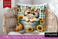 Cute Kitten Pillow Sublimation - Autumn Cat Pillow Cover PNG Product Image 1