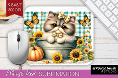 Cute Kitten Mouse Pad Sublimation - Autumn Cat Mousepad PNG Product Image 1
