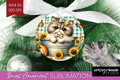 Cute Kitten Ornament PNG - Autumn Cat PNG Sublimation Product Image 1