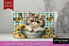 Cute Kitten Cosmetic Bag - Autumn Cat Makeup Bag PNG Product Image 1