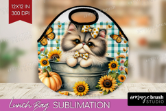 Cute Kitten Lunch Bag - Autumn Cat Lunch Bug PNG Sublimation Product Image 1