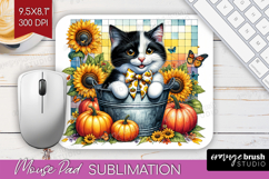 Cute Kitten Mouse Pad Sublimation - Autumn Cat Mousepad PNG Product Image 1