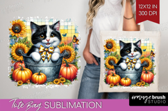 Cute Kitten Tote Bag - Autumn Cat Tote Bag PNG Sublimation Product Image 1