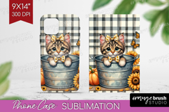 Cute Kitten Phone Case PNG - Autumn Cat Case PNG Sublimation Product Image 1
