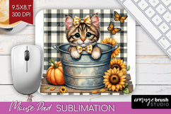 Cute Kitten Mouse Pad Sublimation - Autumn Cat Mousepad PNG Product Image 1