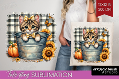 Cute Kitten Tote Bag - Autumn Cat Tote Bag PNG Sublimation Product Image 1