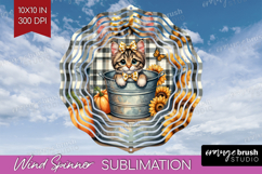 Cute Kitten Wind Spinner Sublimation PNG - Autumn Cat Round Product Image 1