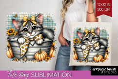 Cute Kitten Tote Bag - Autumn Cat Tote Bag PNG Sublimation Product Image 1