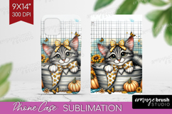 Cute Kitten Phone Case PNG - Autumn Cat Case PNG Sublimation Product Image 1