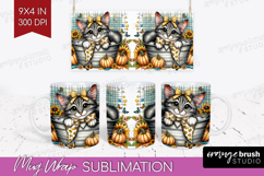 Cute Kitten Mug Wrap - Autumn Cat Mug PNG Sublimation Product Image 1