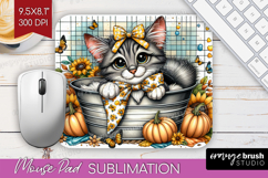 Cute Kitten Mouse Pad Sublimation - Autumn Cat Mousepad PNG Product Image 1