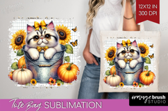 Cute Kitten Tote Bag - Autumn Cat Tote Bag PNG Sublimation Product Image 1