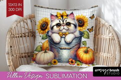 Cute Kitten Pillow Sublimation - Autumn Cat Pillow Cover PNG Product Image 1