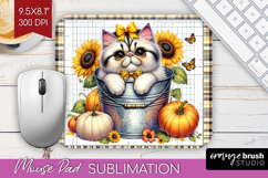 Cute Kitten Mouse Pad Sublimation - Autumn Cat Mousepad PNG Product Image 1