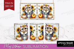 Cute Kitten Mug Wrap - Autumn Cat Mug PNG Sublimation Product Image 1