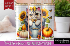 Cute Kitten Tumbler Wrap - Autumn Cat Tumbler PNG Product Image 1