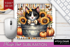 Cute Kitten Mouse Pad Sublimation - Autumn Cat Mousepad PNG Product Image 1