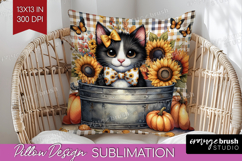 Cute Kitten Pillow Sublimation - Autumn Cat Pillow Cover PNG Product Image 1